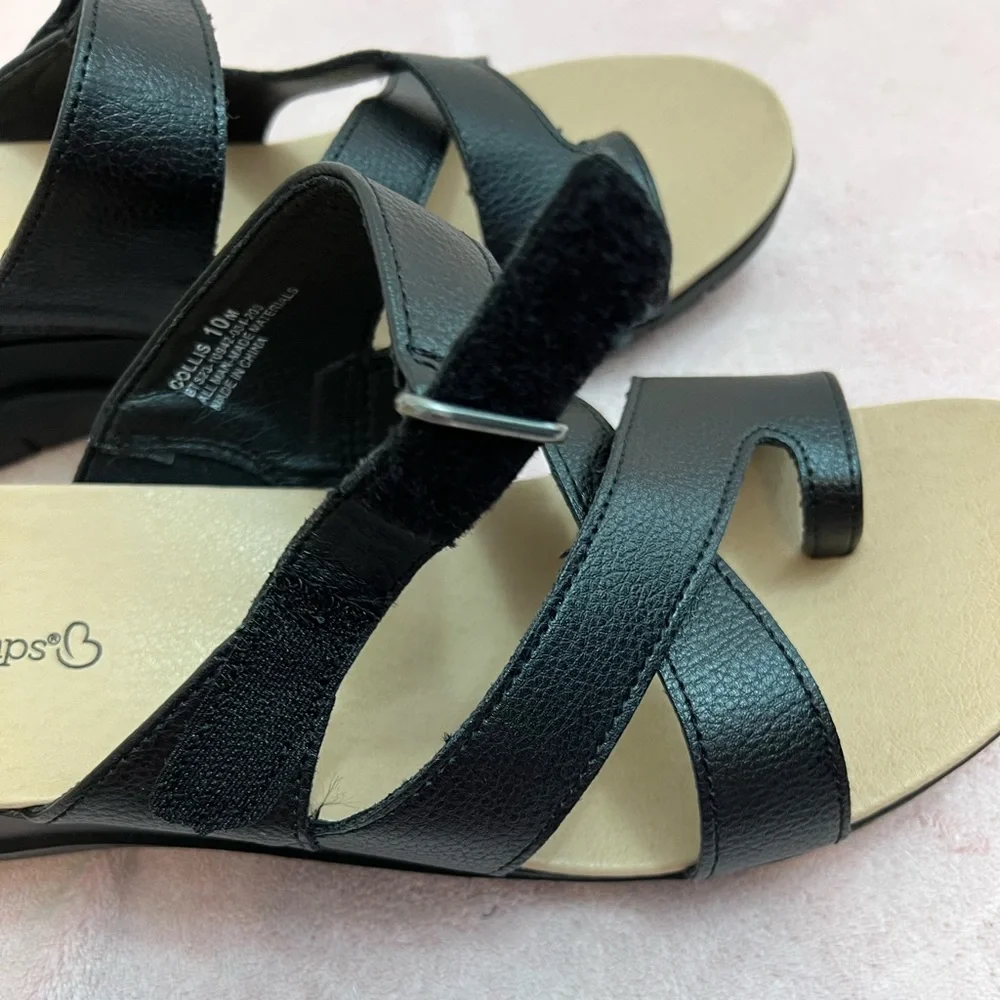 BareTraps Black Wedge Adjustable Collis Sandal Sz 10